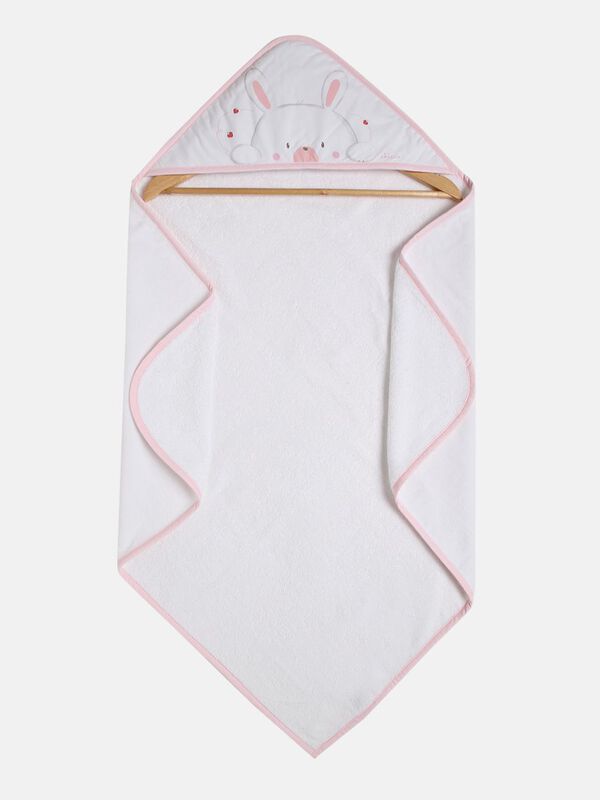 White and Pink Terry Towel With Hood image number null